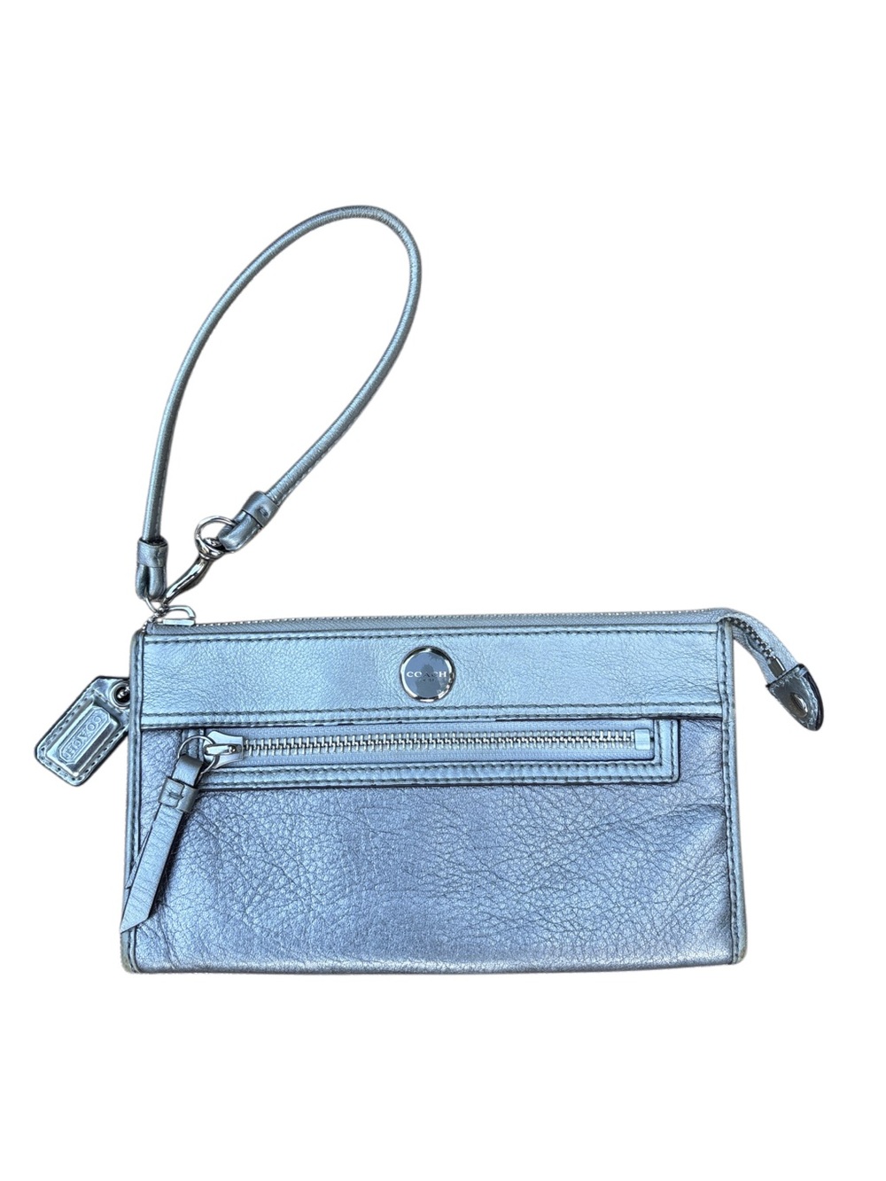 Coach Legacy Slim Wristlet Metallic Silver Leather 65th Anniversary